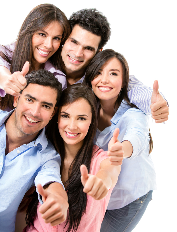 Friends with thumbs up